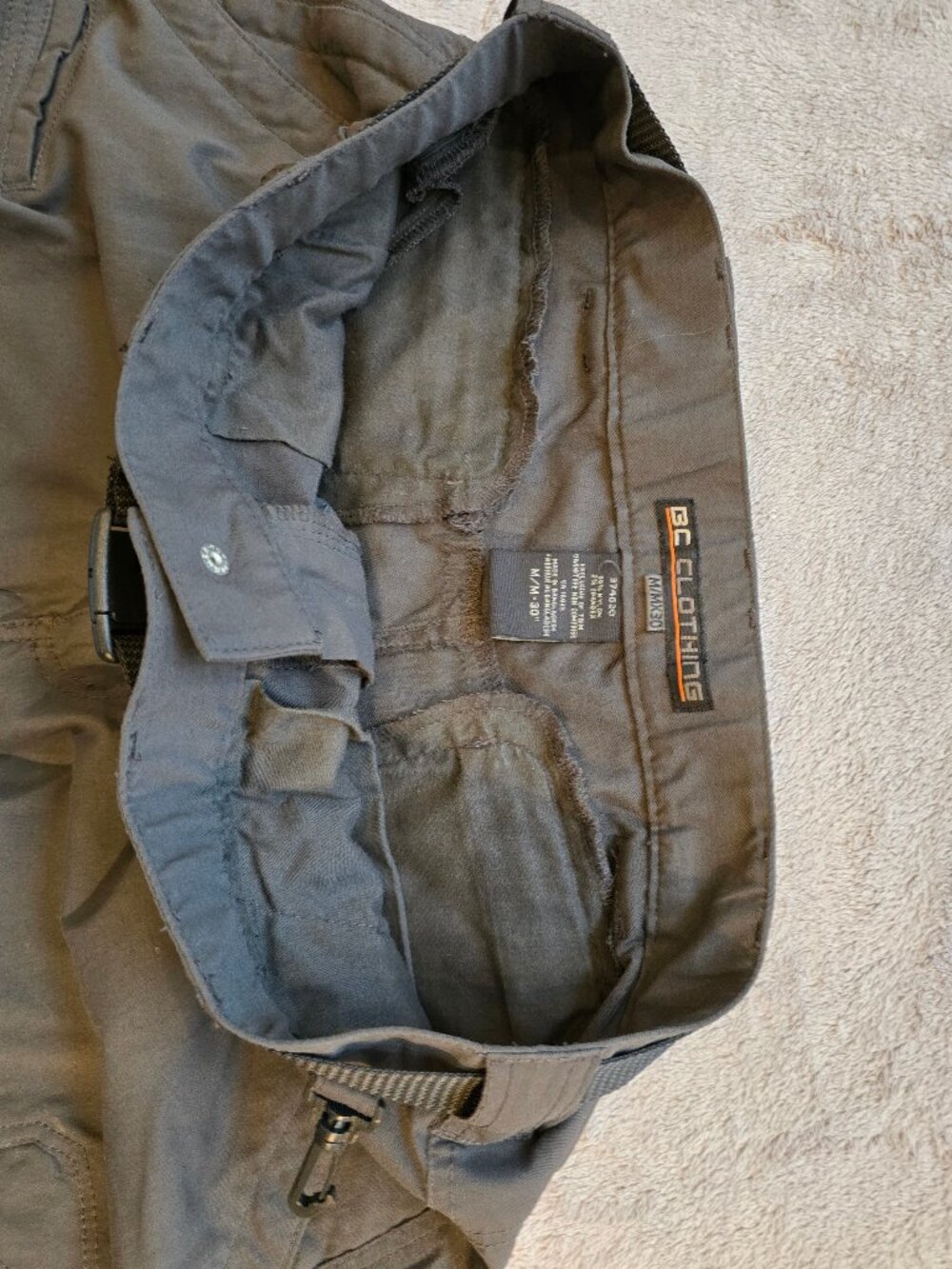 BC Clothing Men Convertible Stretch Cargo Pants with belt medium - Picture 4 of 5